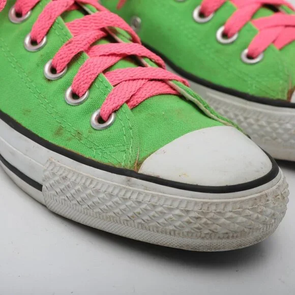 Converse Chuck Taylor All Star Low Top Sneakers Shoes Green Pink Canvas Rubber - Picture 5 of 11
